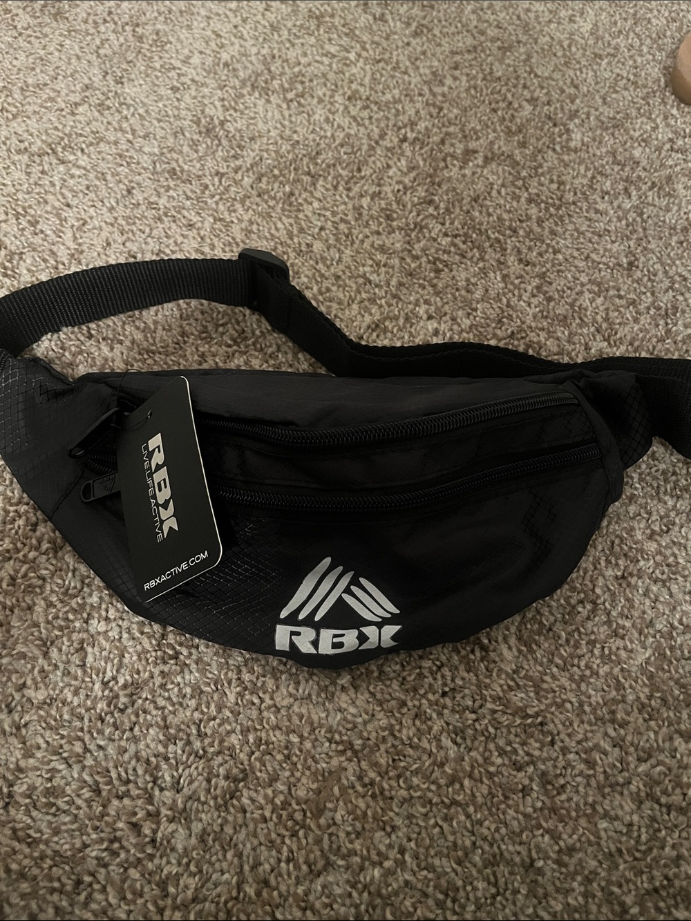 RBX Black Men's Belt Bag with White Logo